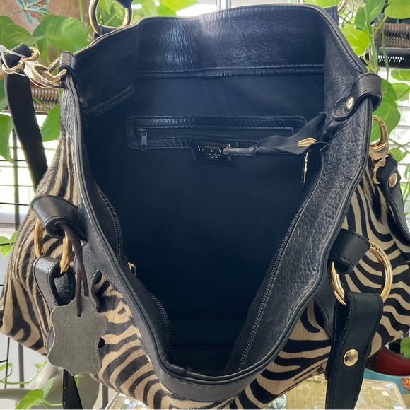 VALENTINA LARGE HAIR CALF BAG WITH DOUBLE STRAPS REMOVABLE SHOULDER STRAP LINED - Picture 9 of 11